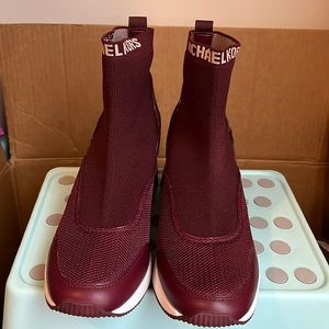 Michael Kors Swift Stretch Knit Crocodile Embossed Leather Sock Sneaker